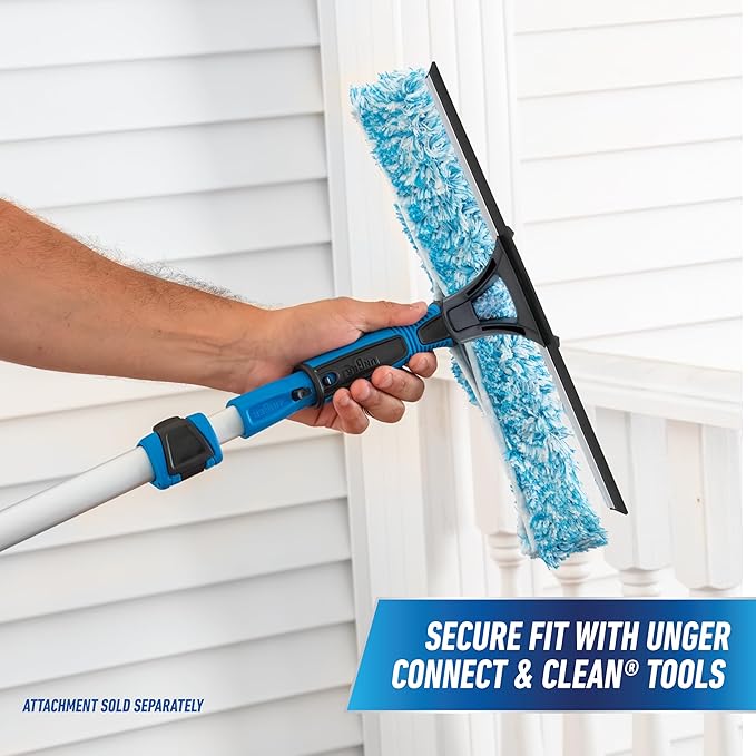 Unger Professional Connect & Clean 6 - 18 Foot Telescoping Extension Multi-Purpose Pole with Quick-Flip Clamp, Window Cleaning, Dusting, Silver