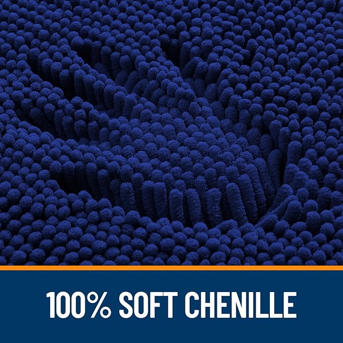 OLANLY Large Bathroom Rugs 47x32, Extra Soft Absorbent Chenille Bath Rugs, Rubber Backing Quick Dry, Machine Washable Bath Mats for Bathroom Floor, Tub and Shower, Home Decor Accessories, Navy