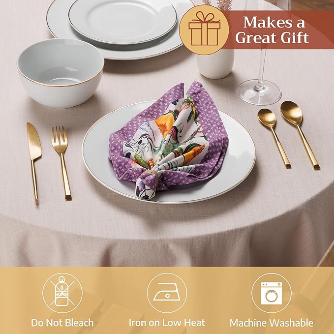 Maison d' Hermine 100% Cotton Cloth Napkins Set of 4 Everyday Reusable Square Napkins Cloth Washable Dinner Party Wedding Restaurant Hotel Kitchen Spring Summer (Cavaillon, 18" x 18")