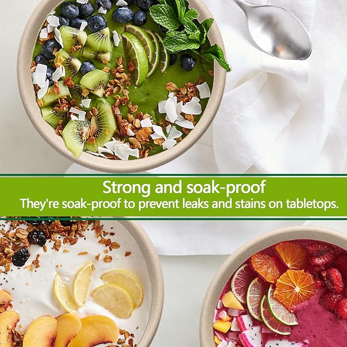 24 Oz Disposable Paper Bowls - Heavy Duty Disposable Bowls - Made from Natural Bagasse - Disposable Bowls for Hot Soup, Salad, Dessert, and More [50 Pack]