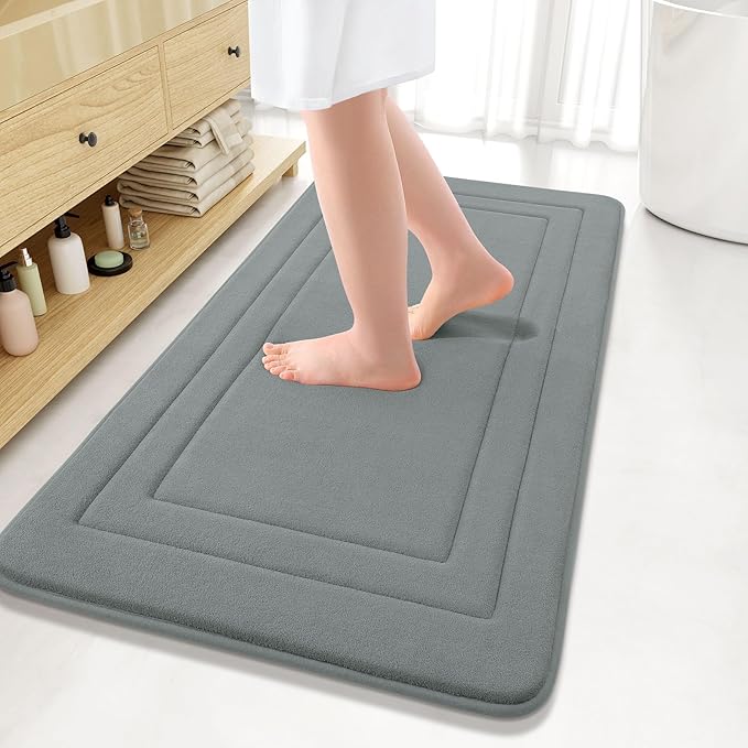 Arotive Memory Foam Bathroom Rug Mat 44x24, Ultra Soft and Absorbent Bath Mat, Machine Wash Dry, Comfortable Bath Rug Carpet for Bathroom Floor, Tub and Shower, Grey
