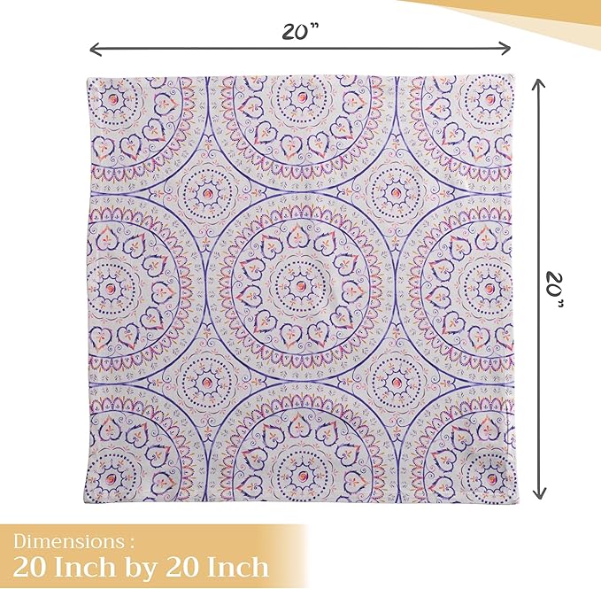 Maison d' Hermine 100% Cotton Cloth Napkins Set of 4 Everyday Reusable Square Napkins Cloth Washable Dinner Party Wedding Restaurant Hotel Kitchen Spring Summer (Mandala, 20" x 20")