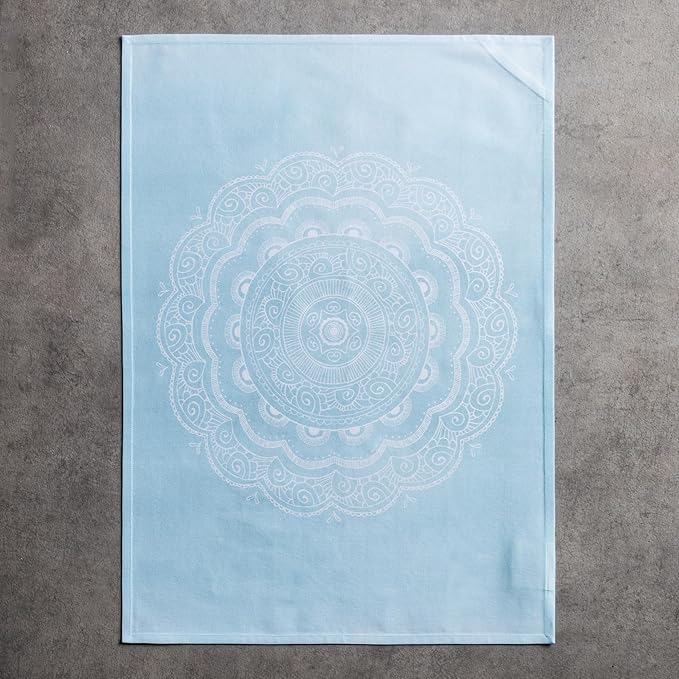 Maison d' Hermine Kitchen Towels Set of 3 100% Cotton 27.50" x 20" Reusable Cloth Tea Dish Towels Absorbent with Hanging Loop for Kitchen Farmhouse Hotel Spring Summer - Ibiza - Blue