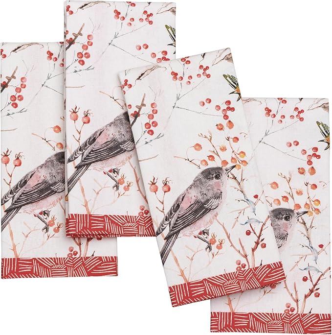 Maison d' Hermine 100% Cotton Cloth Napkins Set of 4 Everyday Reusable Square Napkins Cloth Washable Dinner Party Wedding Restaurant Hotel Kitchen Spring Summer (Pinson, 18" x 18")