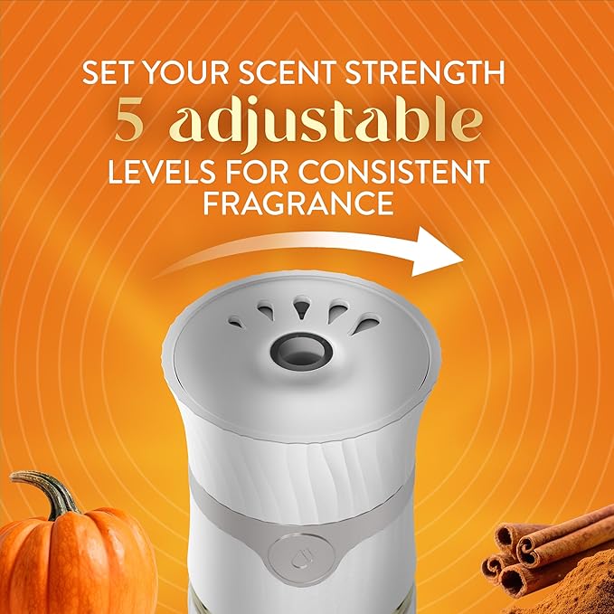 Air Wick Plug in Scented Oil Refill, Infused with Essential Oils, Plug in Air Fresheners for Home, Fall Scent, Fall Décor, Harvest Pumpkin & Spice, 5 ct