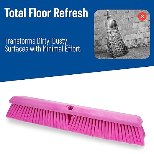 SPARTA 41891EC26 Omni Sweep Plastic Push Broom Head, Heavy Duty, Industrial Broom With Color Code System For Outdoor, Indoor, Garage, Concrete, Patio, Kitchen, Bathroom, 24 Inches, Pink, (Pack of 12)