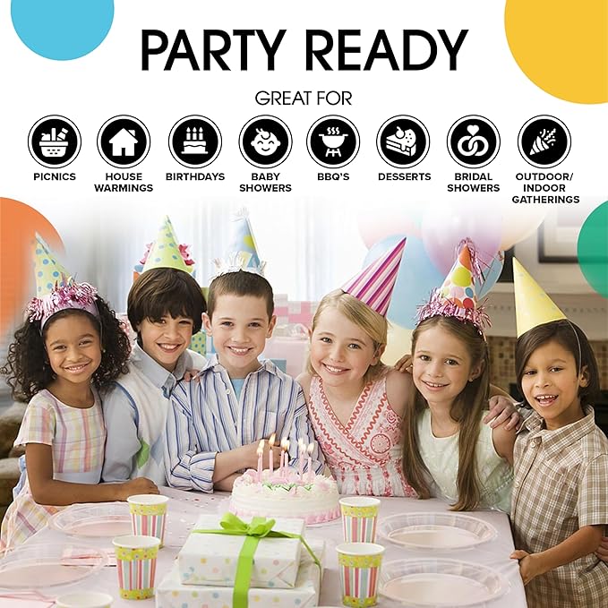 Exquisite Party Solids Clear Plastic Plates For Party Supplies 7" Clear Disposable Plates Heavy Duty 50 Pcs Plastic Dinnerware Sets Heavy Duty 350 GSM Disposable Dinnerware Set