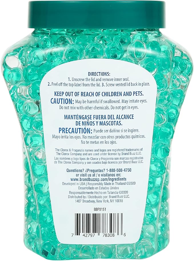 Clorox Fraganzia Crystal Beads Air Freshener, Long Lasting Room Deodorizer and Odor Eliminator Gel Beads to Freshen Home, Car, or Office, Island Orchid Scent, 12 Fl Oz - 12 Pack