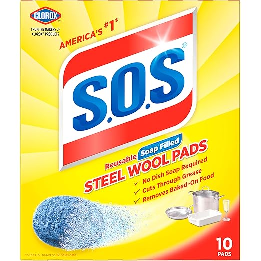 S.O.S-10002 , Steel Wool Soap Pads, 10 Ct
