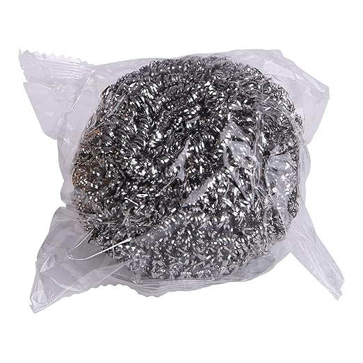 Boardwalk Stainless Steel Scrubber, Large Size, 2.5 x 2.75, Steel Gray, 12/Carton