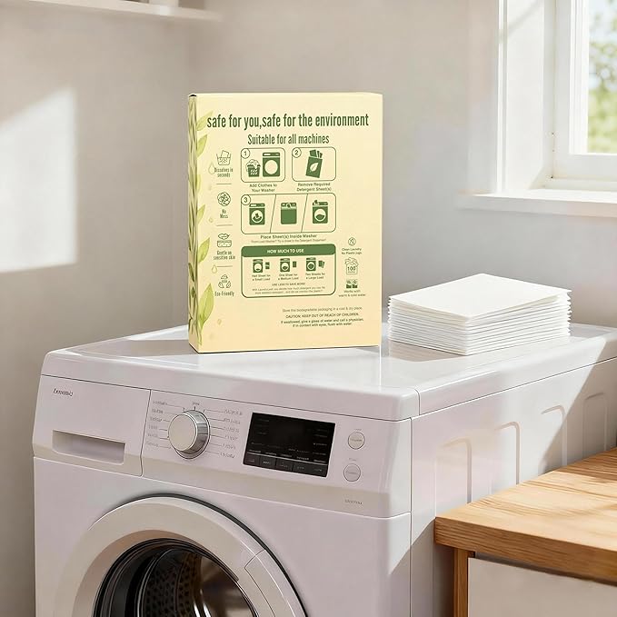 Eco Friendly Laundry Detergent Sheets – Biodegradable Detergent Strips, Fresh Linen Scent, Hypoallergenic Plant Based Washer Sheets, Plastic Free Travel Laundry Detergent, 40 Sheets (80 Loads)