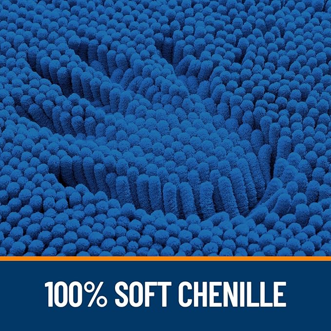 OLANLY Bathroom Rugs 35x24, Extra Soft Absorbent Chenille Bath Rugs, Rubber Backing Quick Dry, Machine Washable Bath Mats for Bathroom Floor, Tub and Shower, Home Decor Accessories, Deep Navy Blue