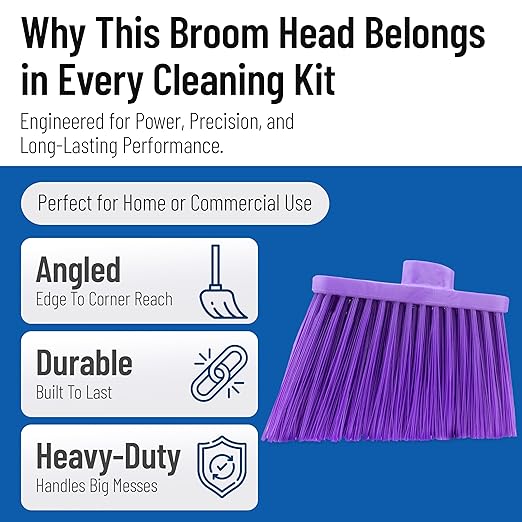 SPARTA Sweeper Broom – 12 Inch Angled Outdoor Broom Head with Durable Polypropylene Bristles, Standard Thread Compatible for Home Garage or Kitchen Cleaning, Purple