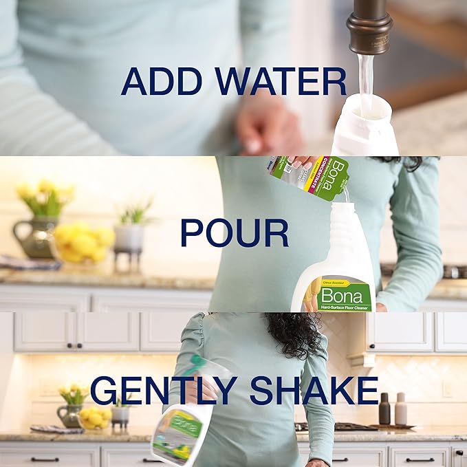 Bona® Multi-Surface Floor Cleaner Spray - 32 fl oz - Lemon Mint - Includes Filled Bottle + Concentrate Refill for Multi-Surface Floor Cleaning