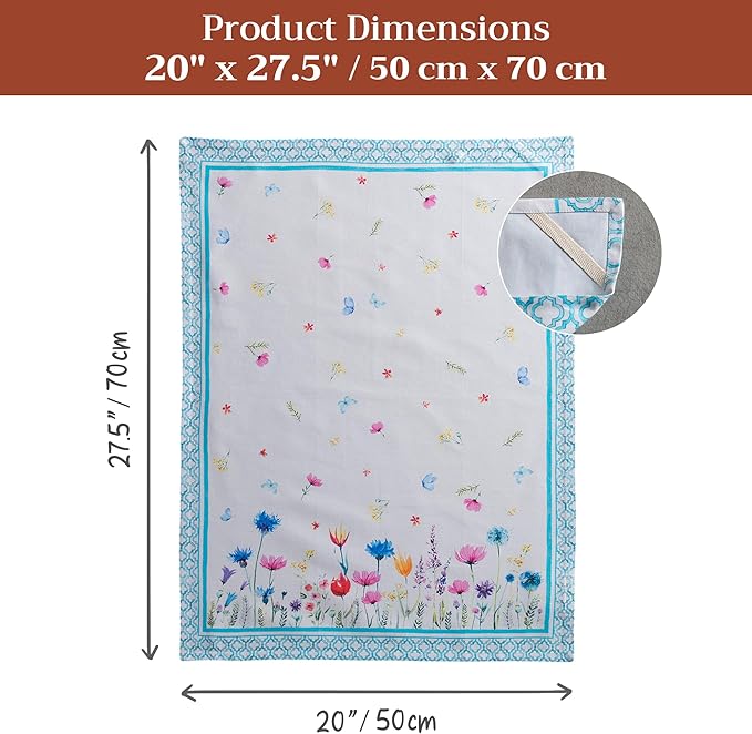 Maison d' Hermine Kitchen Towels Set of 3 100% Cotton 27.50" x 20" Reusable Cloth Tea Dish Towels Absorbent with Hanging Loop for Kitchen Farmhouse Hotel Spring Summer - Flower in The Field