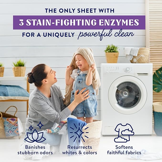 Cleancult Laundry Detergent Sheets - Resealable Box - 3 Stain Fighting Enzymes - Wild Lavender - 60 Loads - Free of Harsh Chemicals - No Mess - No Plastic Waste (Pack of 2)