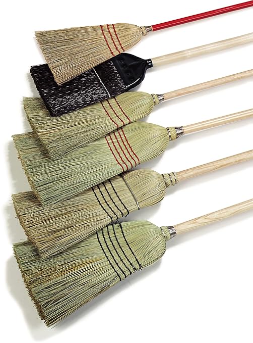 Carlisle FoodService Products 4134967 Corn Blend Warehouse Broom Straw with Wood Handle, 10" Bristle Trim, 55" Length, Natural (Case of 12)