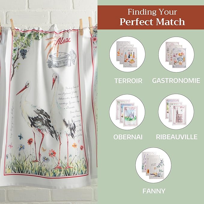 Maison d' Hermine Kitchen Towels Set of 3 100% Cotton 27.50" x 20" Reusable Cloth Tea Dish Towels Absorbent with Hanging Loop for Kitchen Farmhouse Hotel Spring Summer - Mulhouse