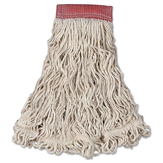 Rubbermaid Commercial Products Swinger Loop Mop Head Replacement, 5-Inch Headband, White, Heavy Duty Cotton/Synthetic Industrial Wet Mop for Floor Cleaning Office/School/Stadium/Lobby/Restaurant