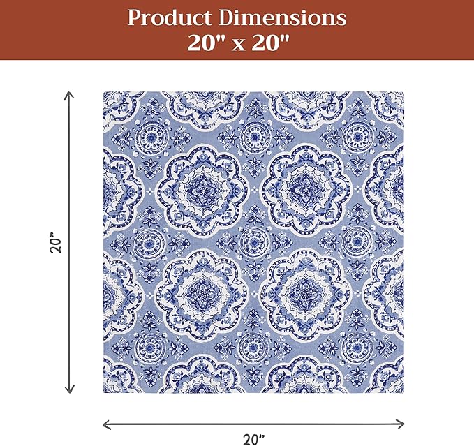 Maison d' Hermine 100% Cotton Cloth Napkins Set of 4 Everyday Reusable Square Napkins Cloth Washable Dinner Party Wedding Restaurant Hotel Kitchen Spring Summer (Melodie Bleue, 20" x 20")