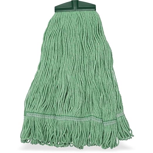 SPARTA Looped-End Mop Head with ACME Threaded Head for Cleaning and Janitorial Use, Synthetic Blend, Green