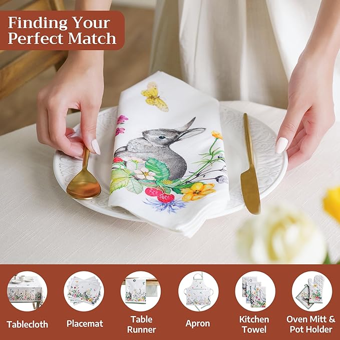 Maison d' Hermine 100% Cotton Cloth Napkins Set of 4 Everyday Reusable Square Napkins Cloth Washable Dinner Party Wedding Restaurant Hotel Kitchen Spring Summer (Printemps, 20" x 20")
