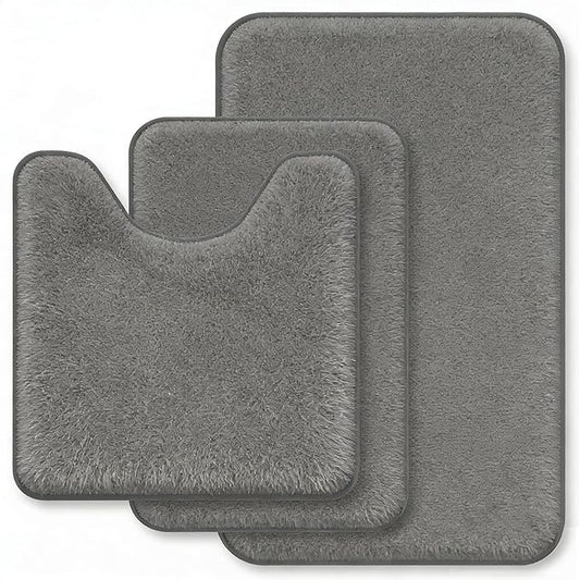 Bathroom Rugs Extra Soft Memory Foam Bath Mat Sets 3 Piece Non Slip Absorbent & Dry Living Mat Sets Washable Bath Carpets with Toilet Rug,Bath Rugs for Bathroom,Tub,Shower,Kitchen,Bedroom