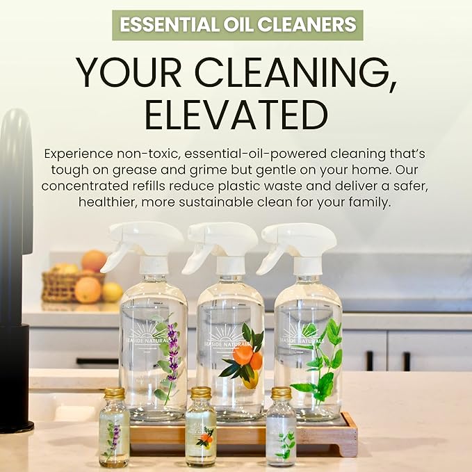 Cleanse Bathroom Cleaner Refill (4 oz) – Makes 4 Bottles – Non-Toxic Citrus & Tea Tree Concentrate with Lemon, Grapefruit, Orange Essential Oils – Plant-Based Deep Clean Formula