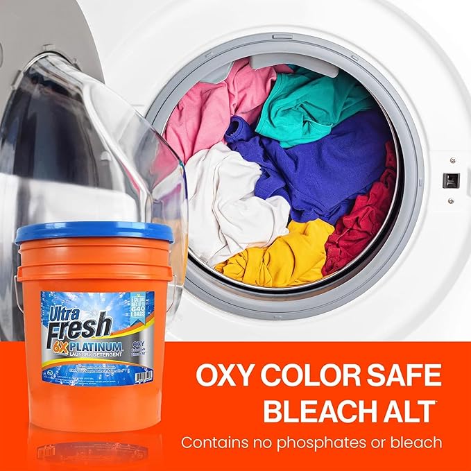 Ultra Fresh 4 Pack Liquid Laundry Detergent, 6X Platinum, 5 Gal, OXY Color Safe Bleach Alt™ - Household Cleaning Supplies and Accessories for Clothing and Fabric Items