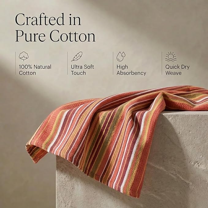 Urban Villa Kitchen Towels 100% Cotton Dish Towels for Kitchen(Set of 6) 20”x30” Dish Cloths Highly Absorbent Kitchen Linen Set with Hanging Loop Perfect for Drying Dishes Cleaning Hand Towels - Rust