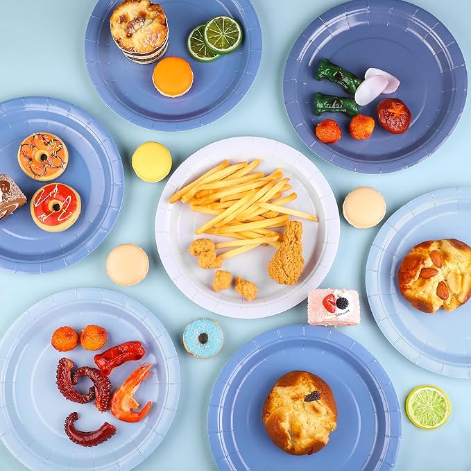 Kochorie 60 Pieces Dusty Blue Disposable Paper Plates 9 Inch Heavy Duty Dinner Plates, Solid Color, Table Decorations Party Supplies for Birthdays, Weddings, Daily Use