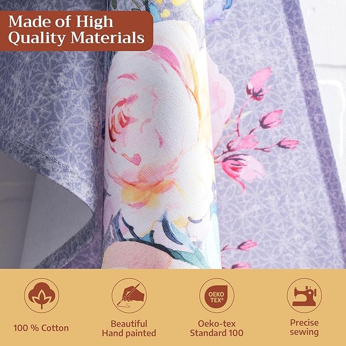 Maison d' Hermine Kitchen Towels Set of 3 100% Cotton 27.50" x 20" Reusable Cloth Tea Dish Towels Absorbent with Hanging Loop for Farmhouse Hotel Spring Summer - Sweet Rose Lavender - Lush