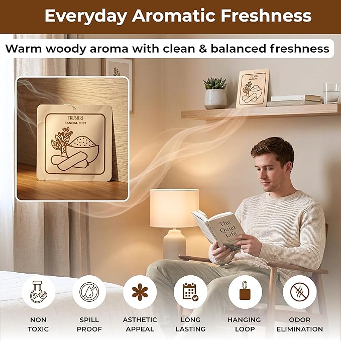 Sandal Mist - Room Deodorizer Gel Odor Eliminator For Home - Pack Of 3 - Bathroom Air Freshener Odor Absorber - Long Lasting Non Plug In Strong Scent For Kitchen Trash Basement Rv Closet Smell
