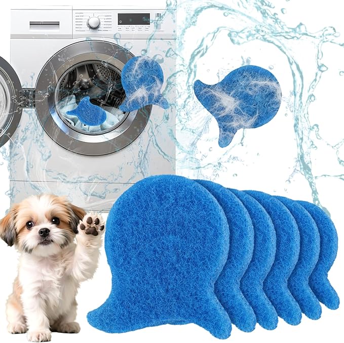 6 PCS Pet Hair Remover for Laundry, Reusable Dog & Cat Fur Catcher Tool, Effectively Removes Pet Hair, Lint and Dander from Bedding and Clothing, Suitable for Washing Machines, Dryer