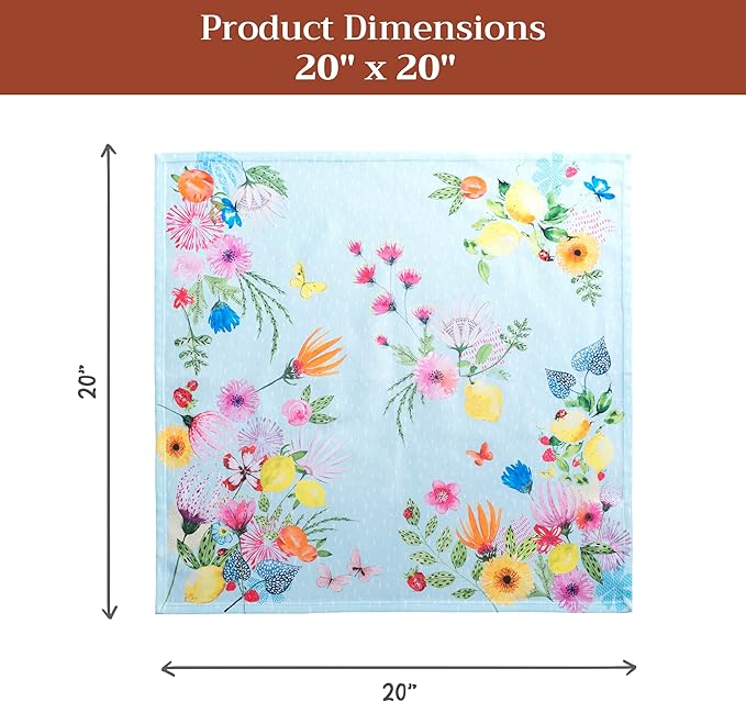 Maison d' Hermine 100% Cotton Cloth Napkins Set of 4 Everyday Reusable Square Napkins Cloth Washable Dinner Party Wedding Restaurant Hotel Kitchen Spring Summer (Jardin D'Ete - Mint, 20" x 20")