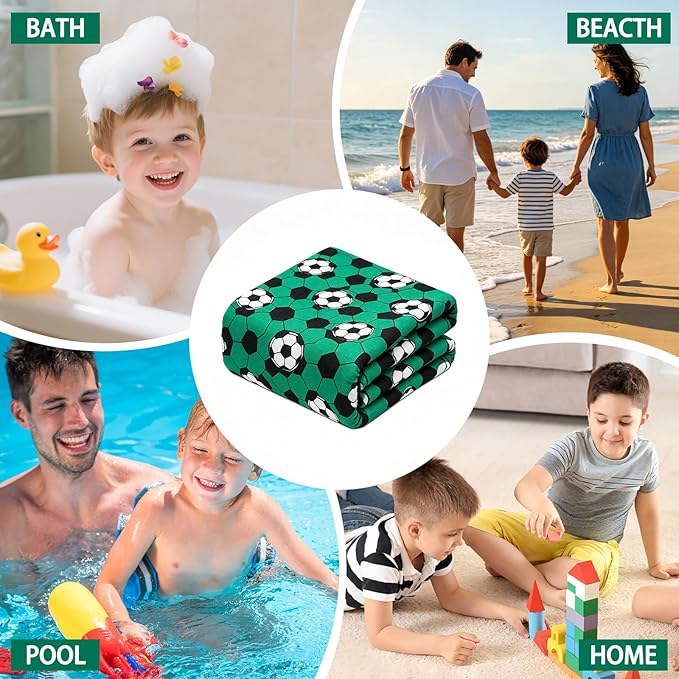 Hooded Towels for Kids - Superfine Fiber Soccer Toddler Hood Bath Towels Beach Hooded Poncho Absorbent Pool Toddler Swim Bath Wrap for Boys & Girls 3-10 Years Beach Essentials, 60 * 35 inches