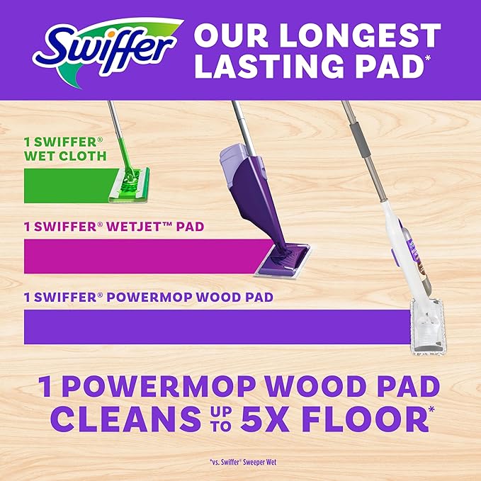 Swiffer PowerMop Wood Mopping Pad Refills for Floor Cleaning, 11 Count (Pack of 2)