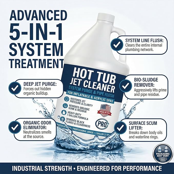 Hot Tub Jet Cleaner - 1 Gallon - Spa Line Flush & Spa System Flush - Jet Tub Cleaner for Jets, Lines & Tubes - Pipe & Line Purge Before Drain Refill - Made in USA - BubbyShine