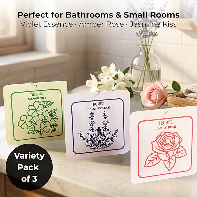 Room Deodorizer Gel Odor Eliminator For Home - Variety Pack Of 3 - Violet Essence|Amber Rose|Jasmine Kiss Bathroom Air Freshener Odor Absorber - Long Lasting Strong Scent For Kitchen Trash Closet