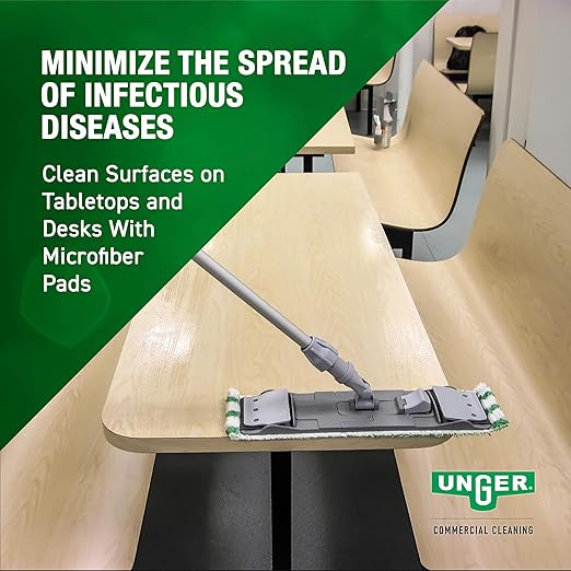 Unger Commercial Desk and Table Cleaning Kit - Dual-Compartment Bucket with Flat Mop System for Offices Schools & Facilities, Efficient Surface Cleaning System - CK047