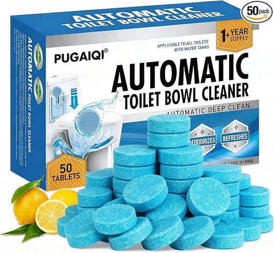 Toilet Bowl Cleaner Tablets Blue Toilet Tank Cleaners, Septic-Safe Hard Water Stain Remove,， Automatic Toilet Cleaning & Deodorizer, Fresh Scent Automatic Toilet Cleaning & Deodorizer 50 TabsIII-JJ