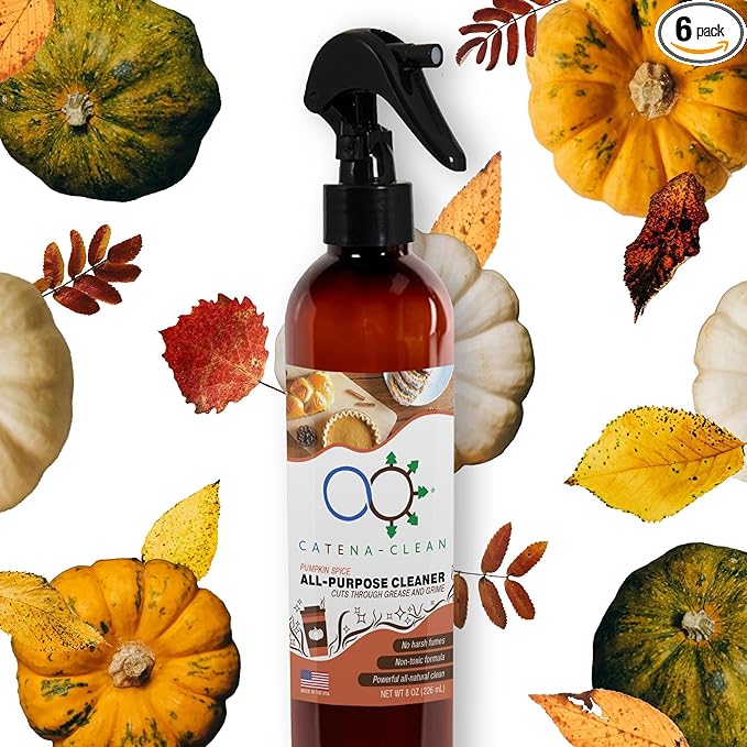 Natural Pumpkin Spice Bathroom Cleaner (Pack of 1) – Refreshing, Fast Acting, All Purpose Spray Cleaner for Toilet, Shower, Tile, Tub, & Sink – Descaler, Limescale, Grime, & Soap Scum Remover 8 fl. oz