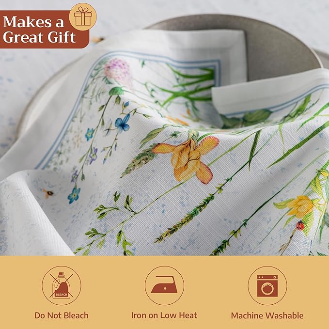 Maison d' Hermine 100% Cotton Cloth Napkins Set of 6 Everyday Reusable Square Napkins Cloth Washable Dinner Party Wedding Restaurant Hotel Kitchen Spring Summer (Fleurs De Mai, 20" x 20")
