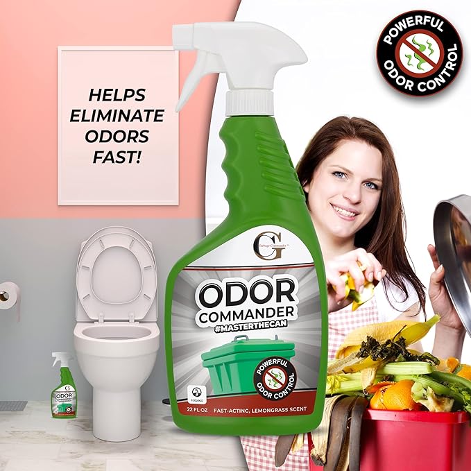 Garbage Commander Odor Commander, Odor Control Spray Bottle, 22 Ounce, Lemongrass Scent -Proudly Made in Canada