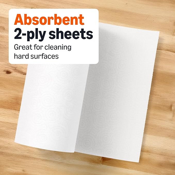 Amazon Basics 2-Ply Flex-Sheets Paper Towels, 12 Basics Rolls = 40 Regular Rolls, Everyday Value with 150 Sheets per Roll, Packaging May Vary