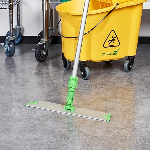 Restaurantware-Clean Tek Professional 17.7 Inch Flat Mop Plate Frame, 1 Quick Connect Mop Frame for Wet Or Dry Pads - Pads Sold Separately, Durable, Green Aluminum Cleaning Pad Base