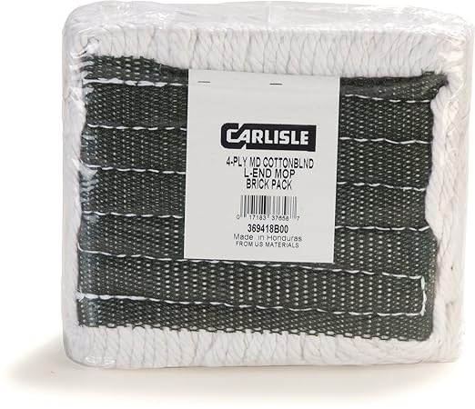 SPARTA Flo-Pac Cotton Mop Head, Loop-Ended, Wide Band with 5" Green Band for Organized Cleaning, Medium, White, (Pack of 12)