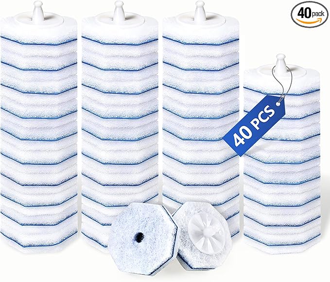 40 Toilet Wand Refills for Clorox Toilet Wand, Disposable Toilet Brush Head with Rich Foaming, Extra Thick Triple-layer Refills, Strong Cleaning & Scrubbing Power, Won't Fall Off or Fall Apart