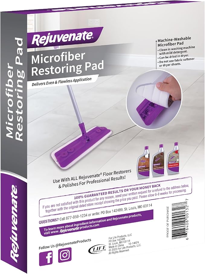 Rejuvenate Click N Clean Microfiber Restoring Pad Refill, For Multi-Surface Spray Mop, Machine Washable (Pack of 2)