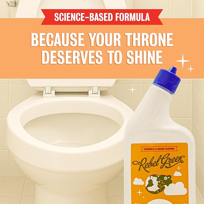 Rebel Green Spotless Toilet Bowl Cleaner - Natural, Plant-Based, Organic, Eco-Friendly, Non-Toxic Bathroom Cleaner, Chamomile Orange Blossom Scent - 24 oz - 2 Pack